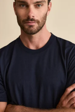 T-Shirt in Misto Cotone e Bambù - BLU