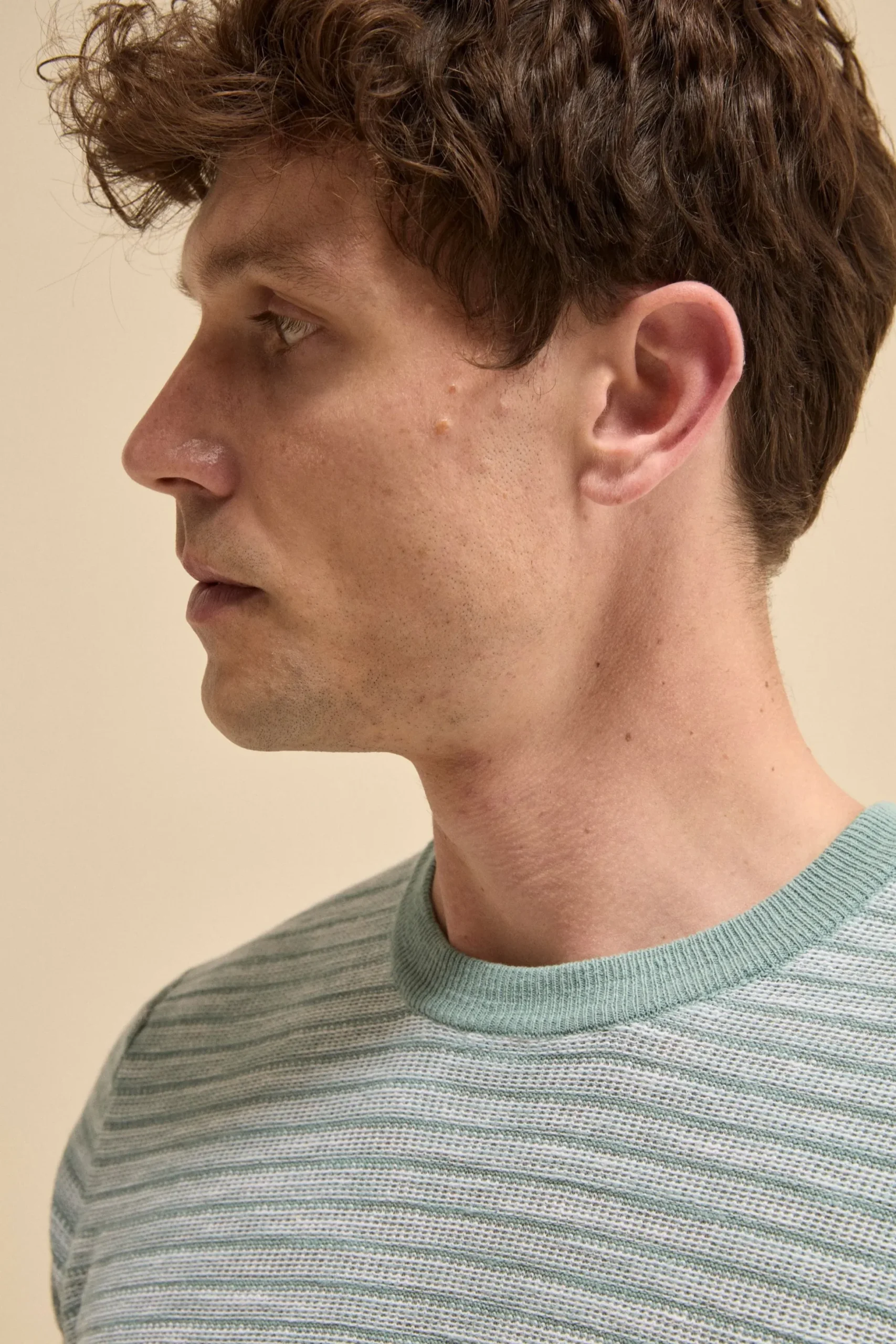 T-Shirt Jacquard in Misto Lino - SALVIA