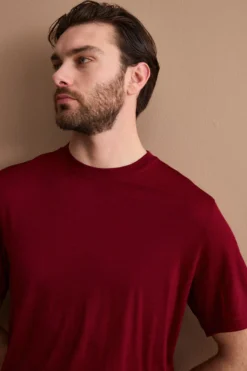 T-Shirt Regular Fit in Lana Merino - BORDEAUX
