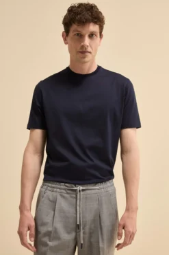 T-Shirt Slim in Filo di Scozia - BLU