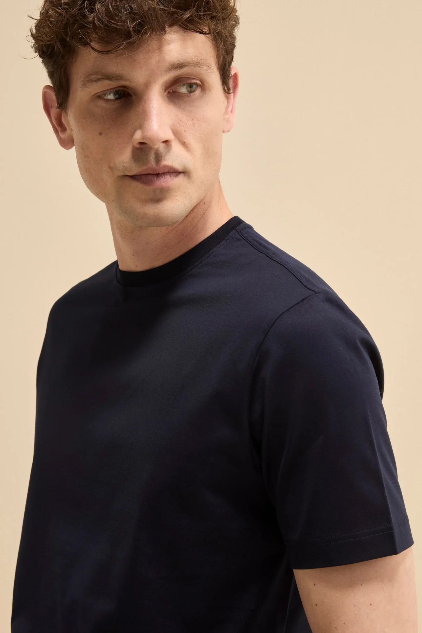 T-Shirt Slim in Filo di Scozia - BLU