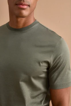 T-Shirt Slim in Filo di Scozia - VERDE MILITARE