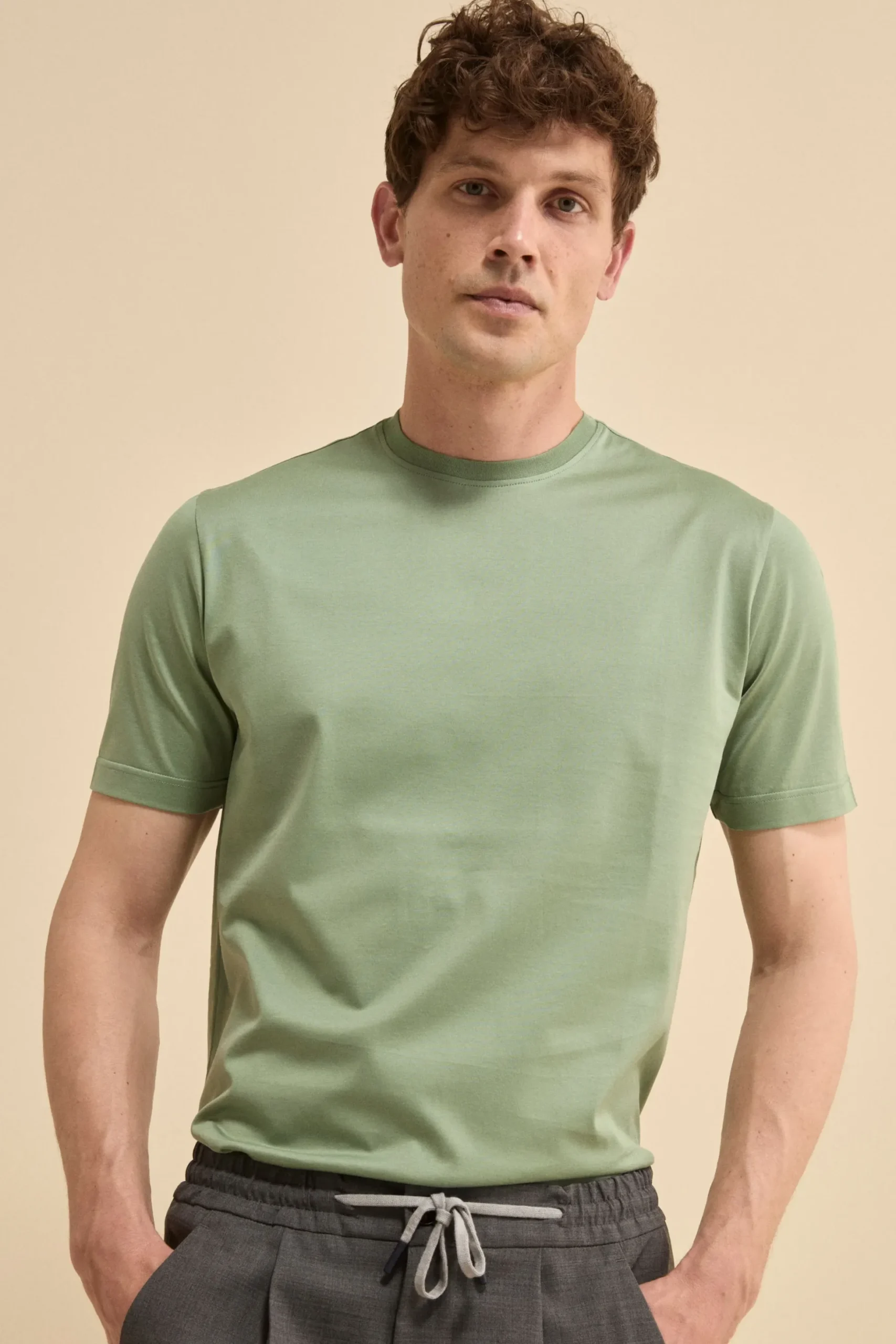 T-Shirt Slim in Filo di Scozia - VERDINO