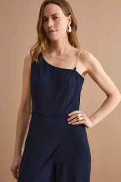 Tuta Elegante da Cerimonia in Cady con Strass - BLU