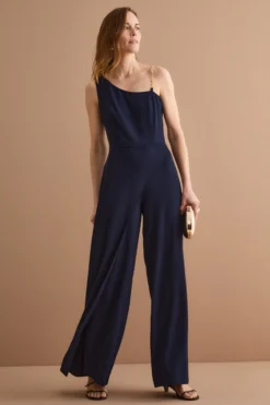 Tuta Elegante da Cerimonia in Cady con Strass - BLU